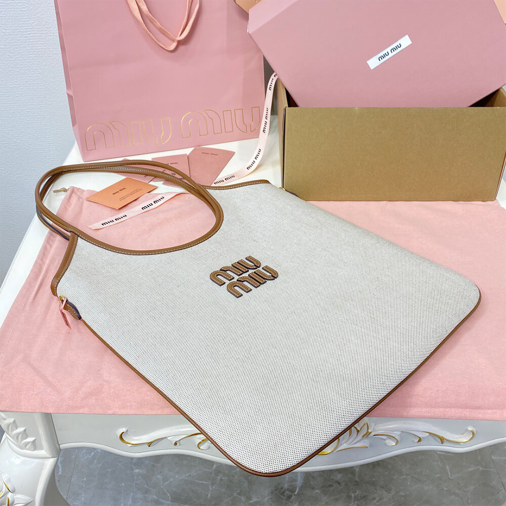 MIUMIU REGULAR IVY canvas and leather bag(HIGH-END GRADE)