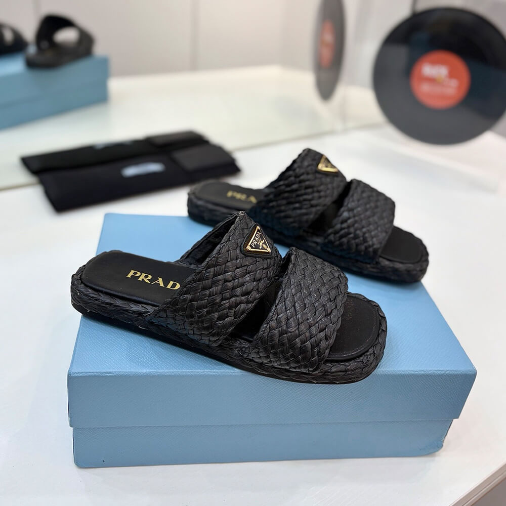 Prada Raffia slides