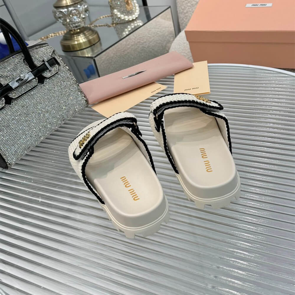 MiuMiu Crochet knit slides