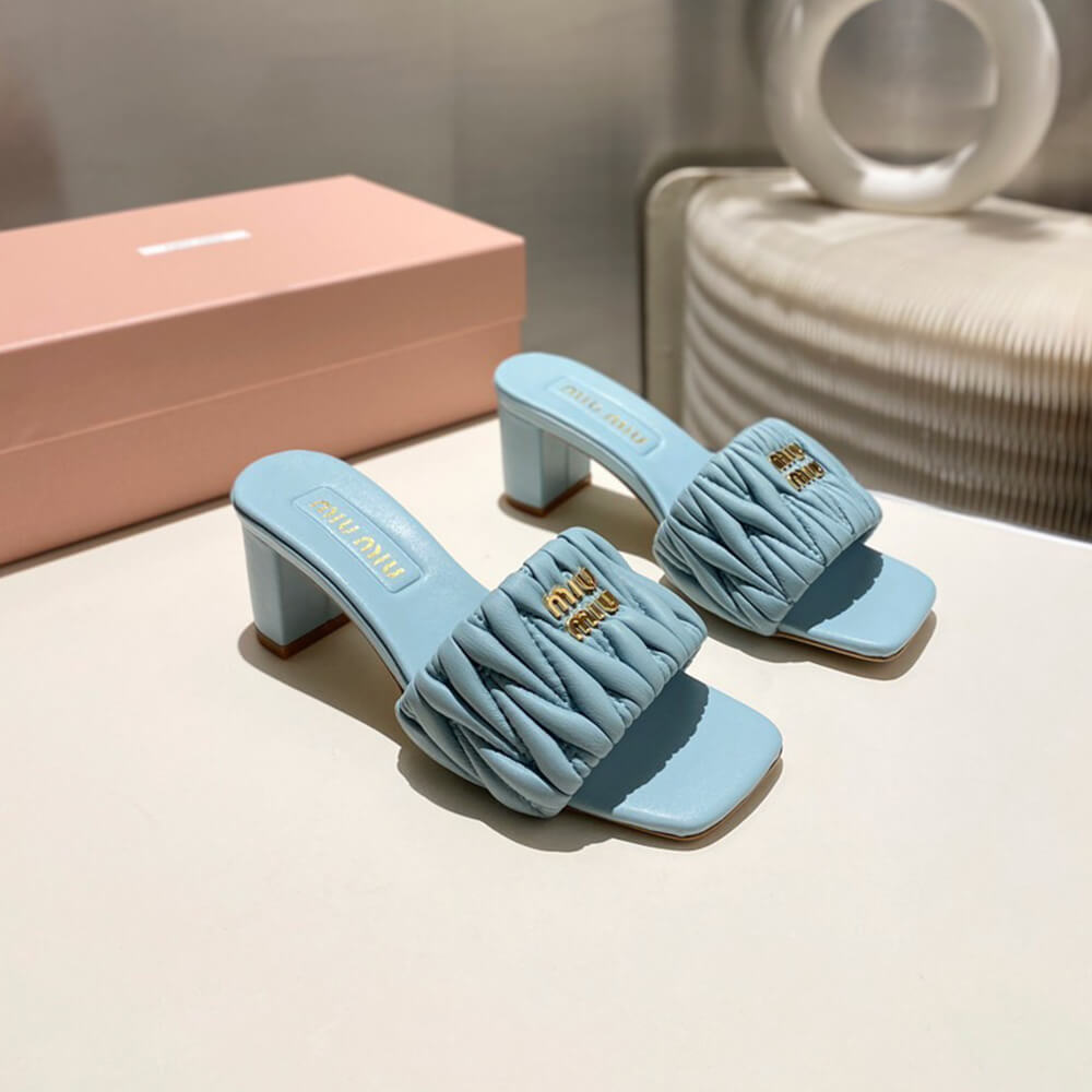 MiuMiu Matelass?? nappa leather slides