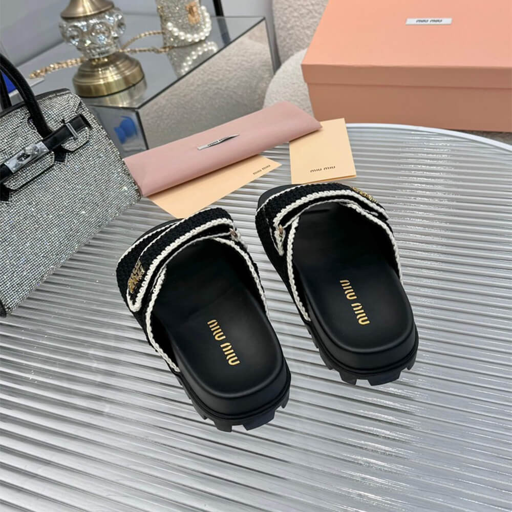 MiuMiu Crochet knit slides