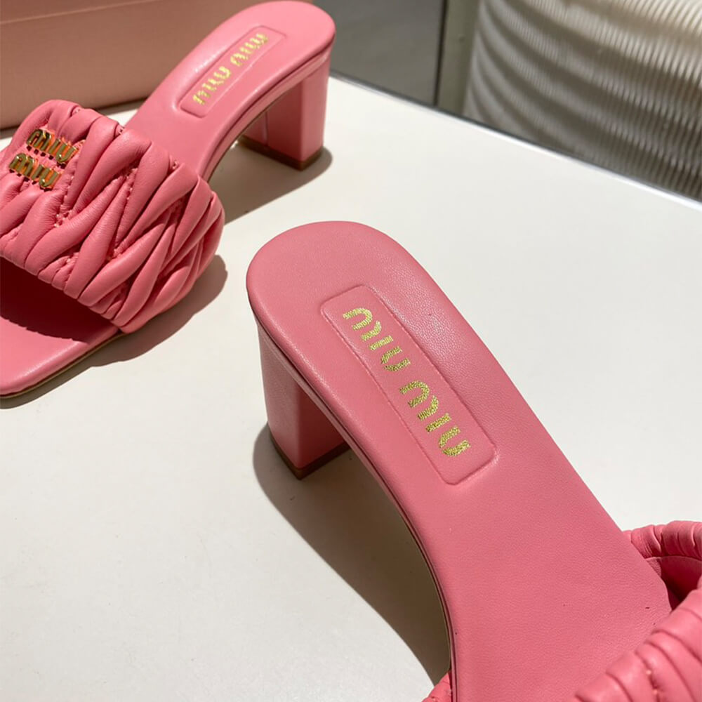 MiuMiu Matelass?? nappa leather slides