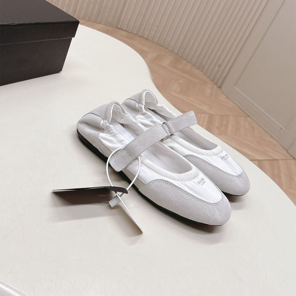 PRADA Re-Nylon and suede ballet flats