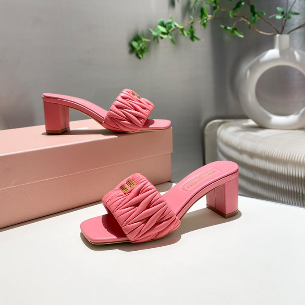 MiuMiu Matelass?? nappa leather slides