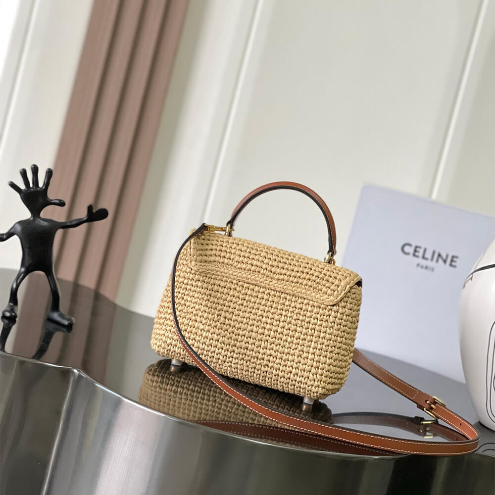 CELINE TEEN NINO BAG IN Raffia and calfskin(HIGH-END GRADE)