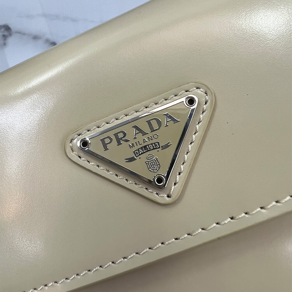 Small Prada Cleo brushed leather shoulder bag with flap