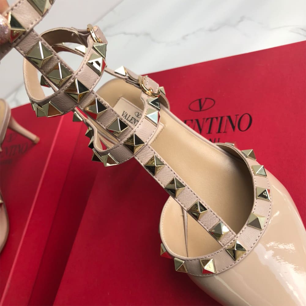 VALENTINO ROCKSTUD Wrap-around ankle strap rivet high heels (heel height 6.5 cm)