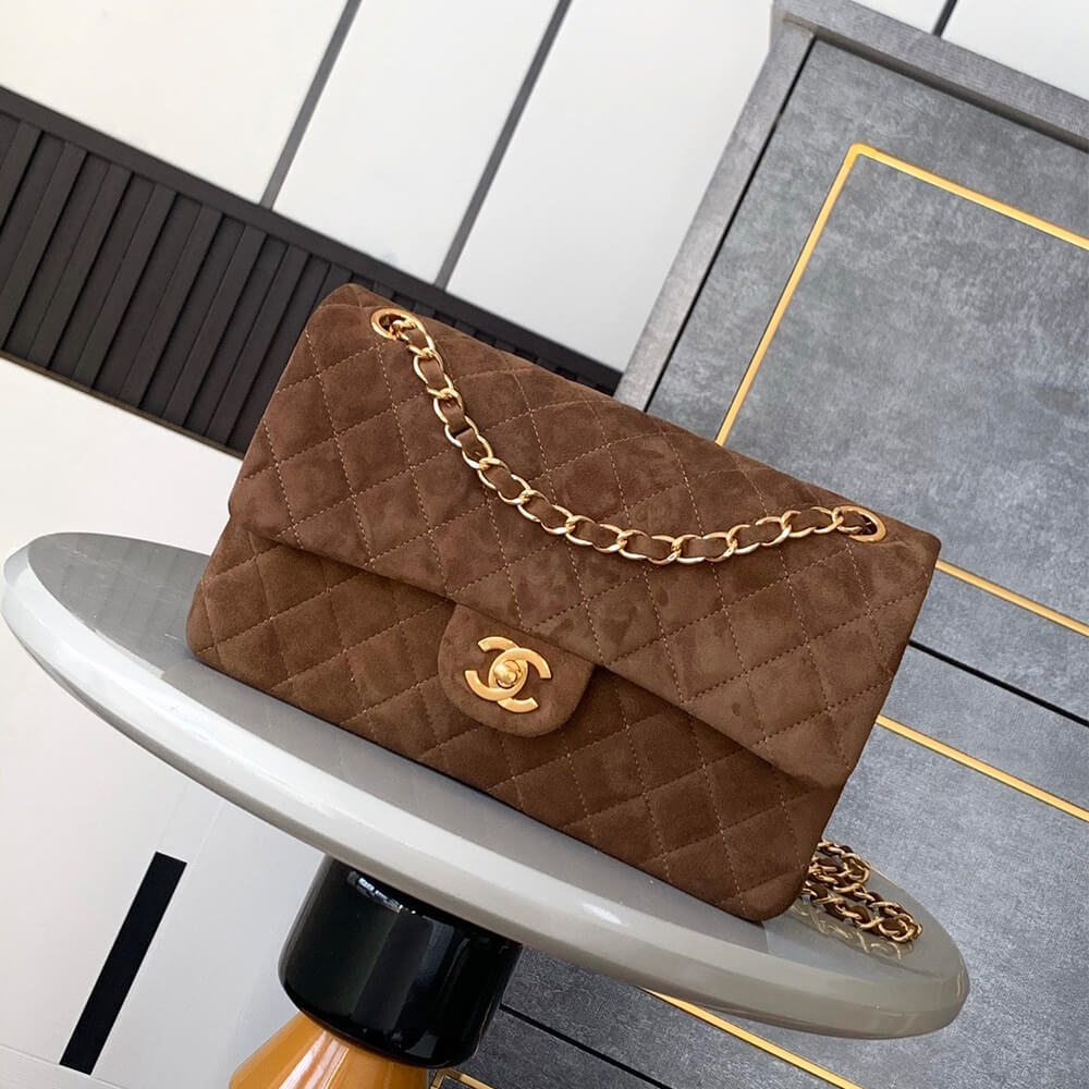 CHANEL Suede Classic Double Flap Handbag(HIGH-END GRADE)